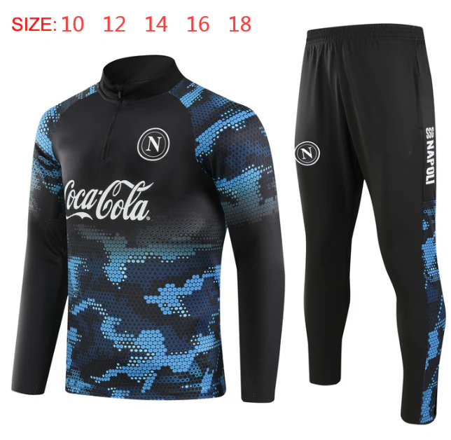 2024-25 Naples Black Training Suit Kids Size 10-18