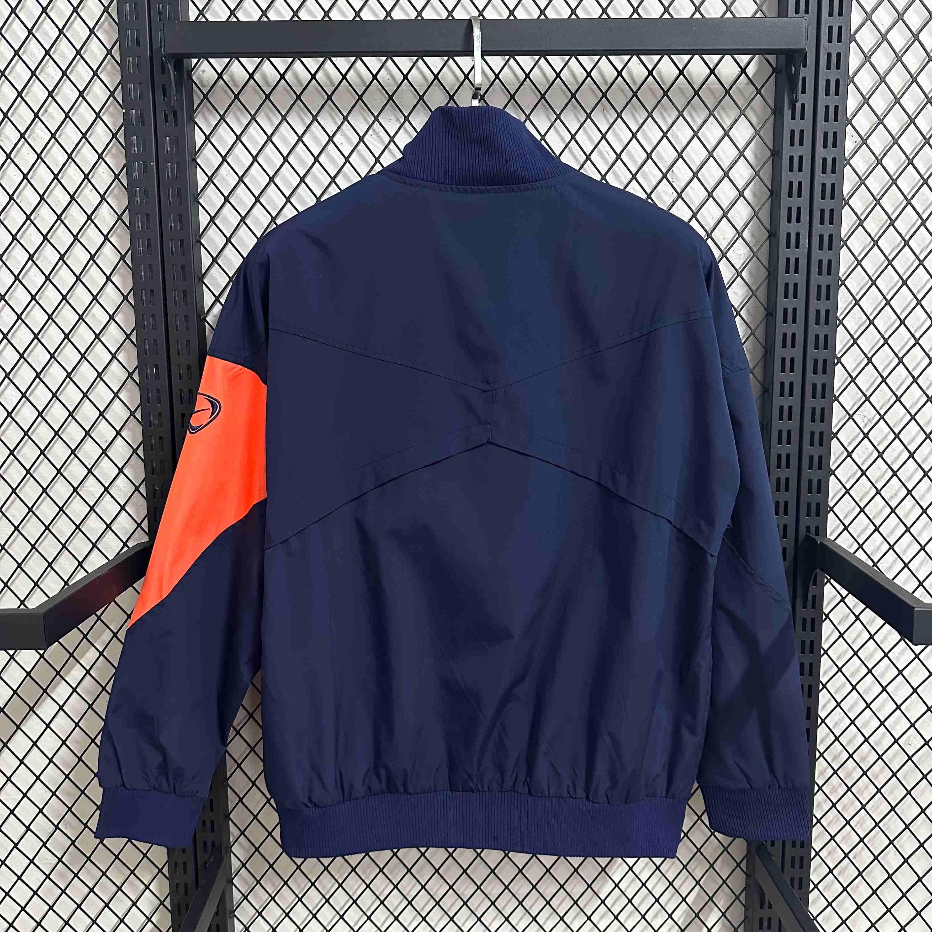 2025-26 Barcelona Navy Blue and Orange Waterproof Windbreaker S-2XL - Image 2