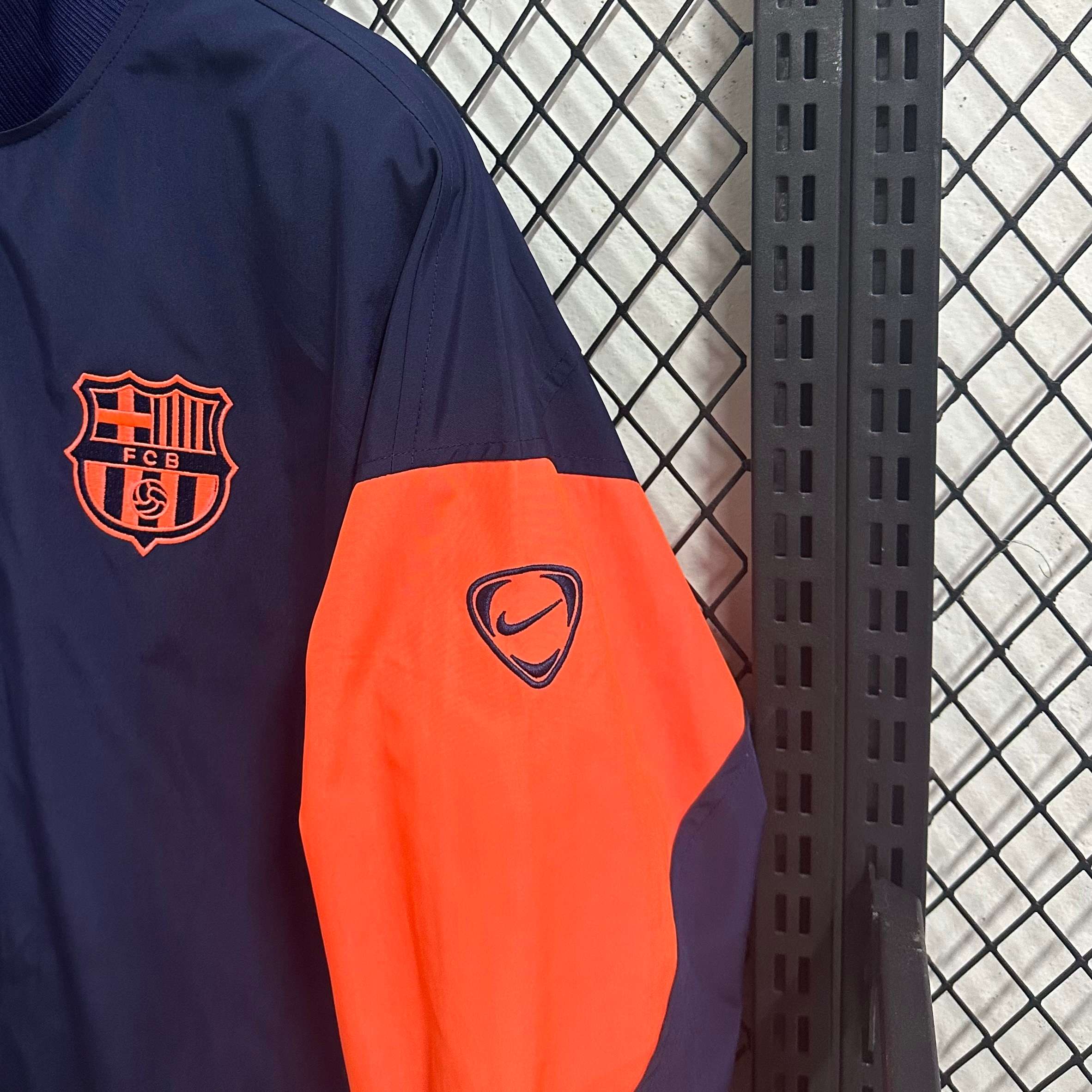 2025-26 Barcelona Navy Blue and Orange Waterproof Windbreaker S-2XL - Image 4