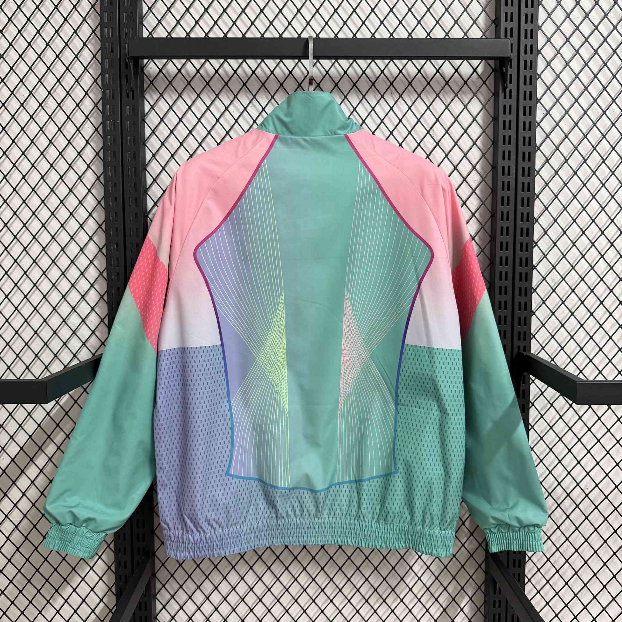 2025-26 Barcelona Pink Green Special Edition Reversible Waterproof Windbreaker - Image 3