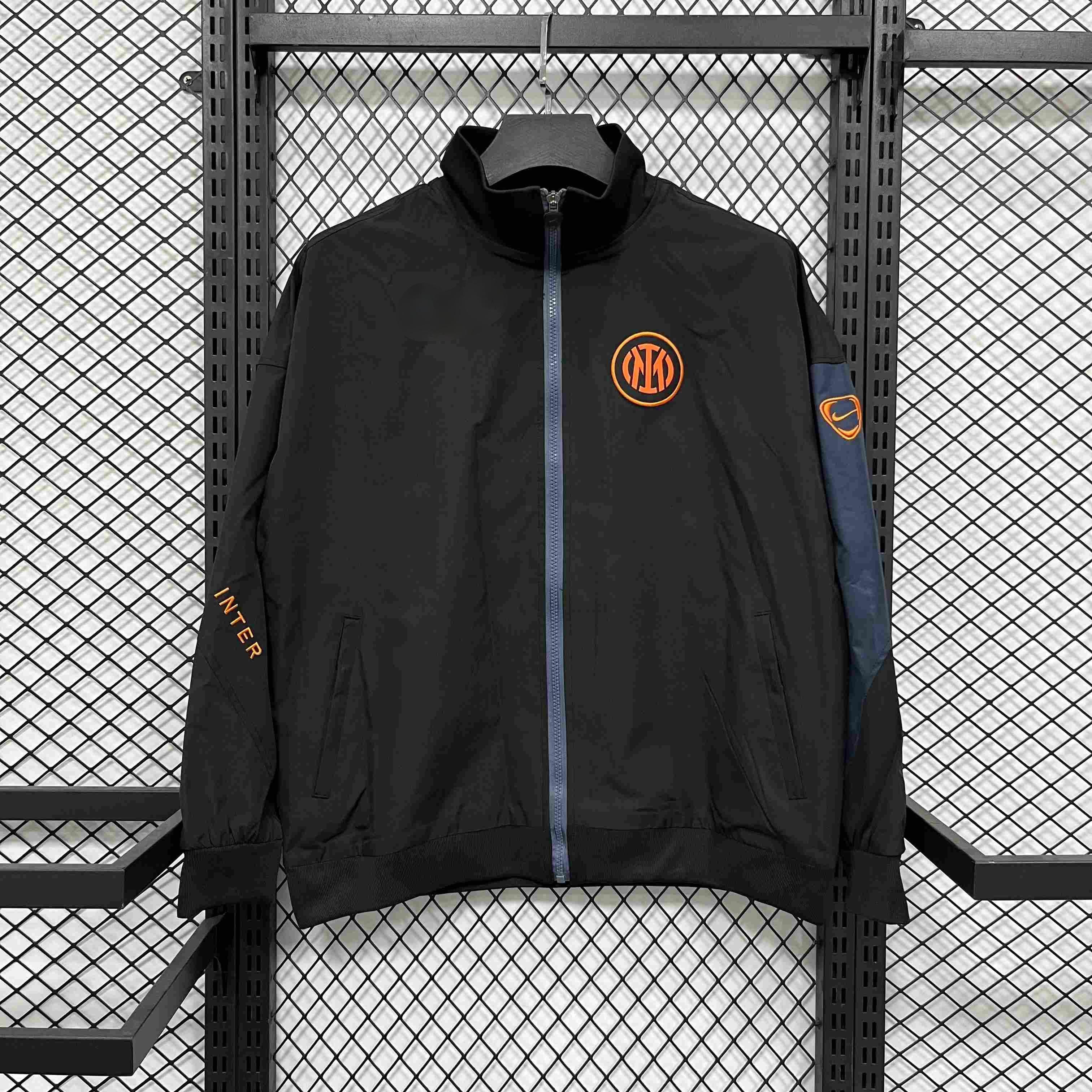 2025-26 Inter Milan black and grey waterproof Windbreaker S-2XL