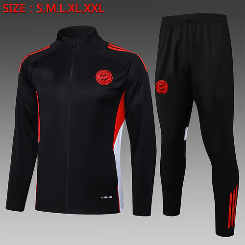 2025-26 Bayern Munich Black-Red-White Adult long pull training suit S-2XL