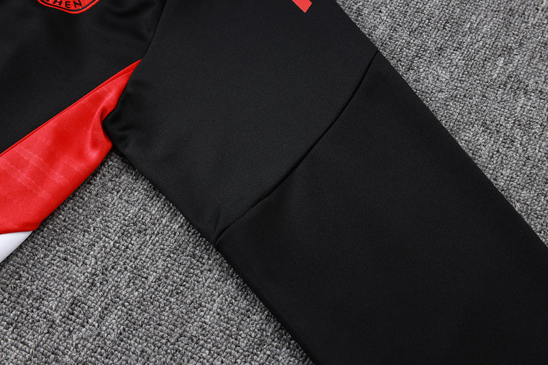 2025-26 Bayern Munich Black-Red-White Adult long pull training suit S-2XL - Image 8