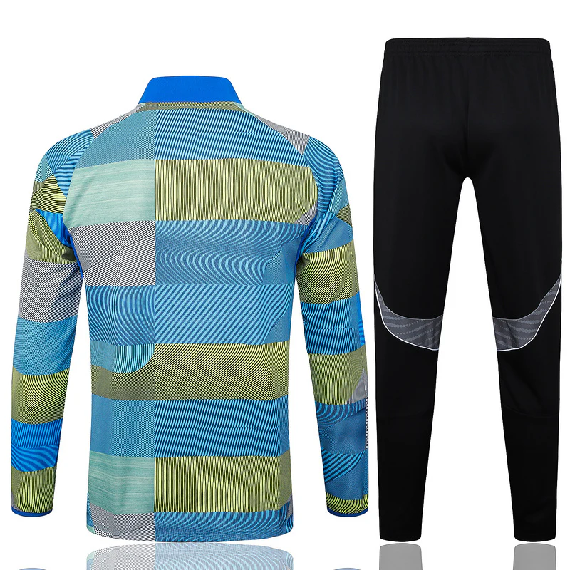 2025-26 Real Madrid Blue-Green-Gray Adult long pull training suit S-2XL - Image 2