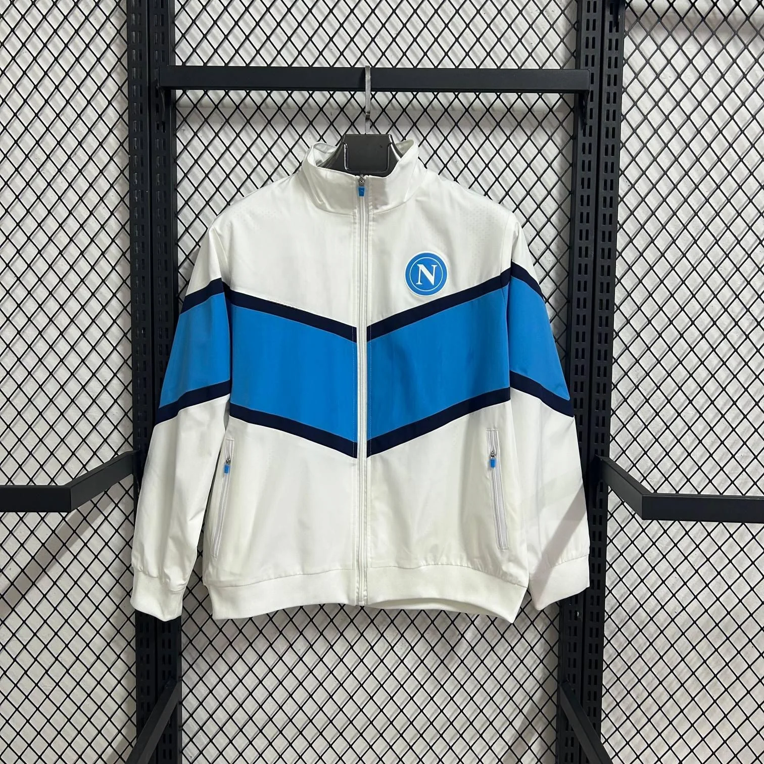 2025-26 Napoli white and blue waterproof Windbreaker S-2XL