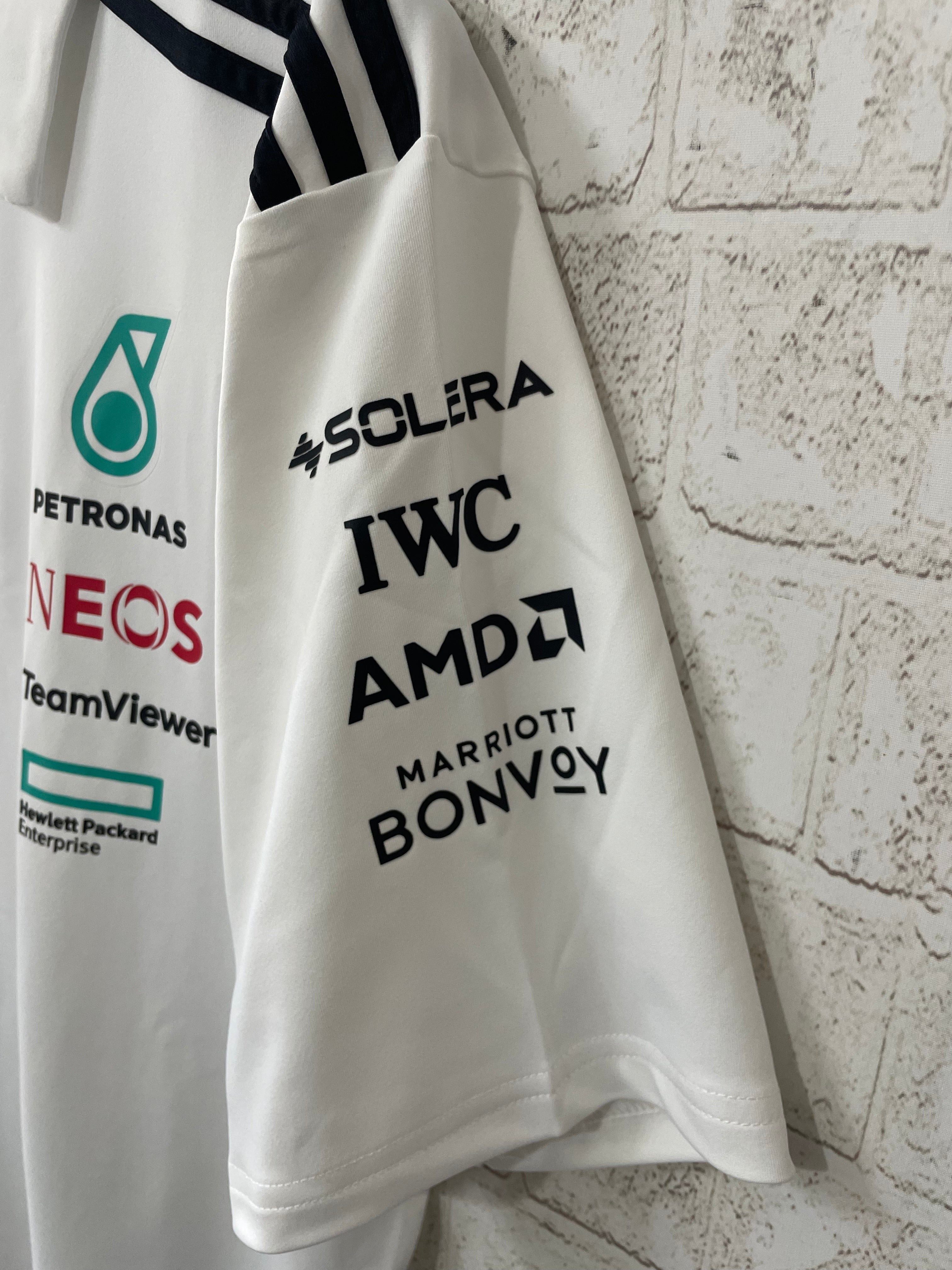 2025 F1 Formula One Racing Suit Mercedes White Polo Shirt S-5XL - Image 3