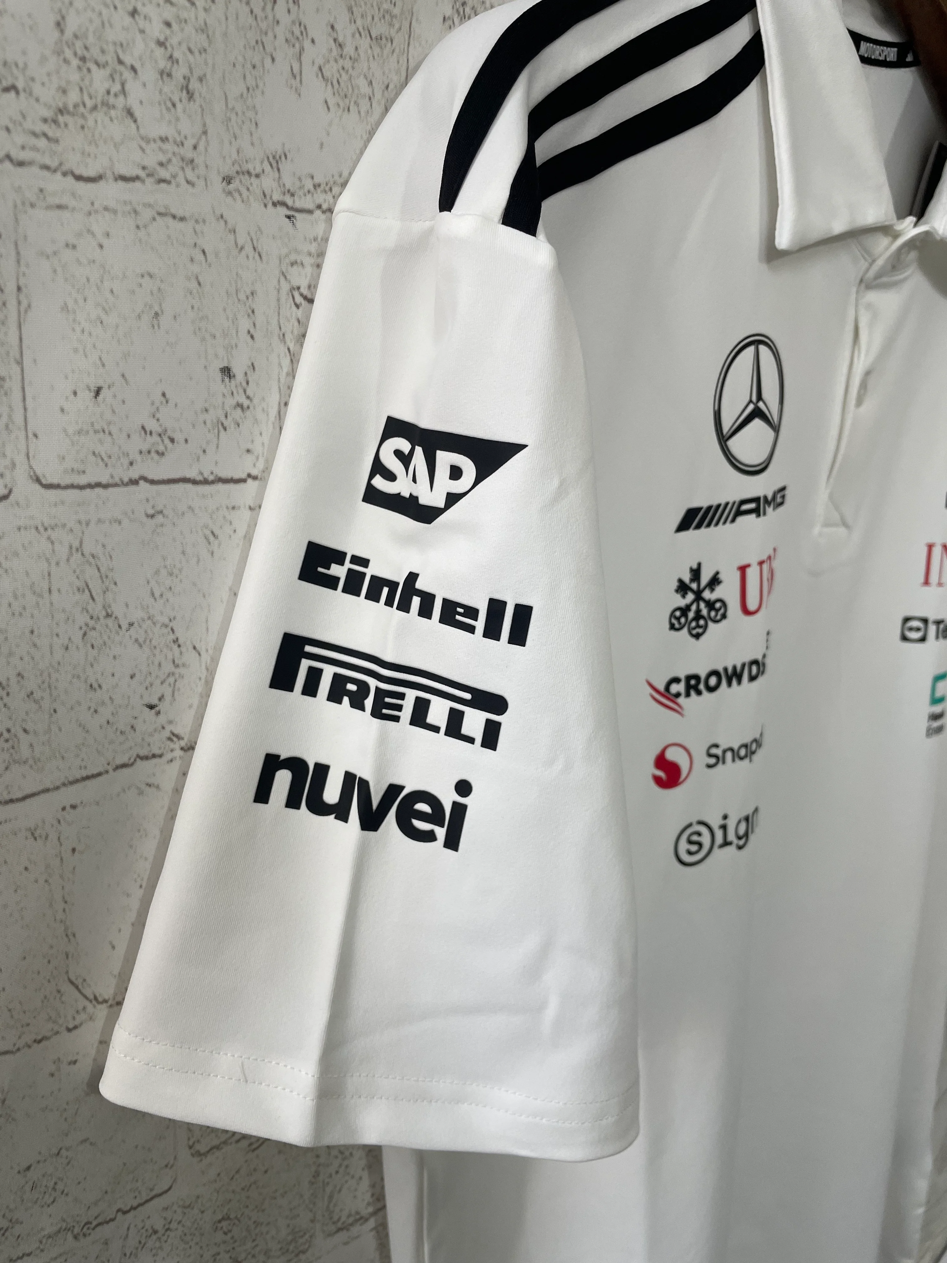 2025 F1 Formula One Racing Suit Mercedes White Polo Shirt S-5XL - Image 4