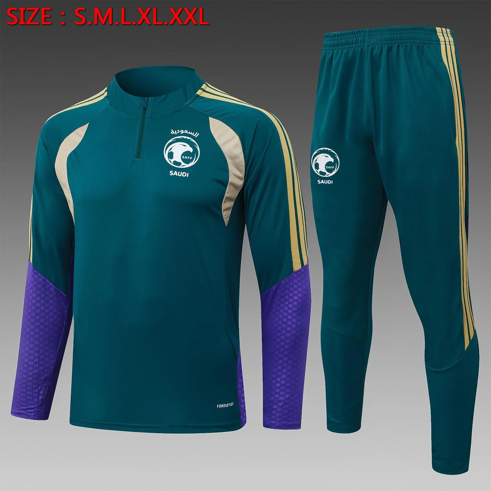 2026-27 Saudi Deep Green Half-Zip Training Suit S-2XL