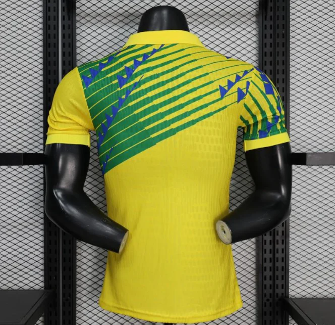 2026 Brazil Yellow with Green and Blue Geometric Patterns Player S-2XL - Image 3
