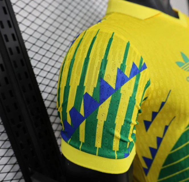 2026 Brazil Yellow with Green and Blue Geometric Patterns Player S-2XL - Image 4
