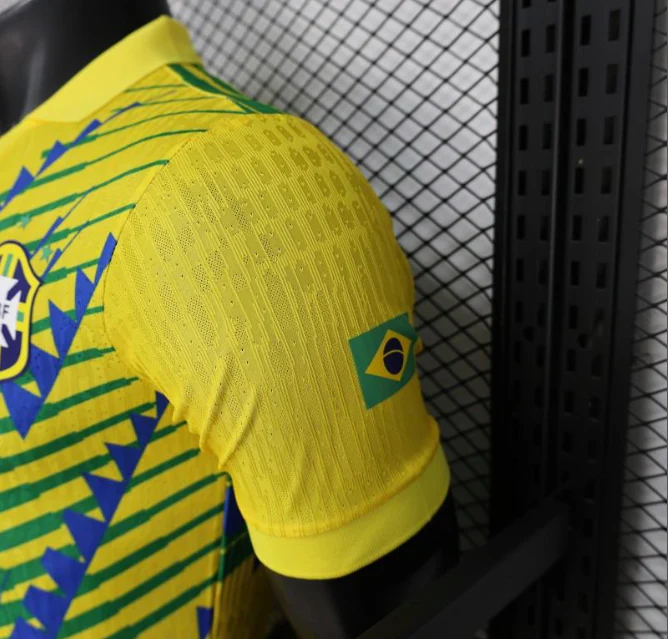 2026 Brazil Yellow with Green and Blue Geometric Patterns Player S-2XL - Image 5