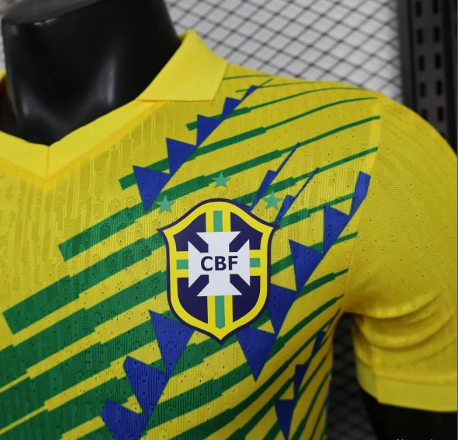 2026 Brazil Yellow with Green and Blue Geometric Patterns Player S-2XL - Image 6